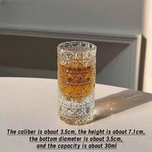 1pc 30ml Luxury Embossed Glass Wine Cup, Gem Pattern Glass Wine Glass, High-End Creative Wine Glass, Small Wine Cup, One-Sip Mini Wine Cup, Home Use Wine Glass, Suitable For Party, Music Festival, Bar, Nightclub