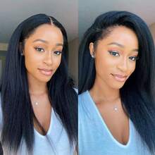 Pelucas de cabello humano 200% rizado y liso de 13x4 con encaje frontal para mujer, color negro natural brasileño, peluca con encaje frontal, rizado y transparente, prearrancada con cabello de bebé. - Natural Black - Ver 8