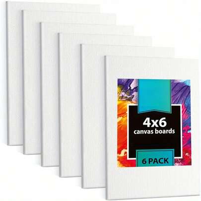 1 件/4 件/6 件，用于绘画的画布板 - 4x6 画布板，用于油画的艺术绘画板散装，用于绘画用品的小画布，丙烯画、油画、水彩画和蛋彩画，返校，学校用品