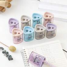 4pcs Kids Cartoon Simple Dual-Hole Pencil Sharpeners (Random Colors/Shapes), Creative Rotary Pencil Sharpener, Cute Pencil Shaver, Portable Stationery For Students Back To School