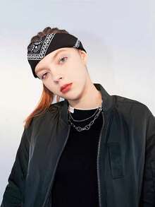 وشاح مربع بنقشة زهور عتيقة، أسلوب هيب هوب كوري أحادي الجنس، وشاح مرن للشارع للسيدات