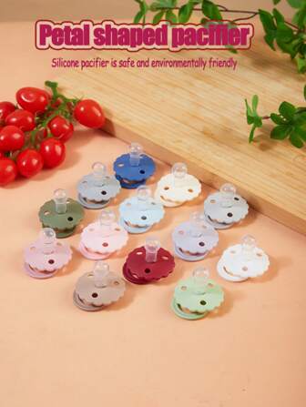 1pc Silicone Petal Shaped Pacifier For 0-6 Months & 6-36 Months Babies, Anti-Colic, Realistic Breastfeeding Feel, Soft Comforter Pacifier For Newborn Infants