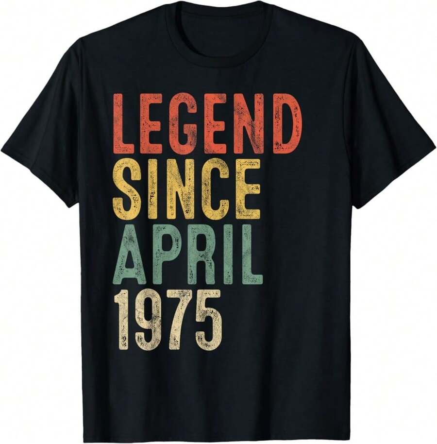 Legend 1975 50th Birthday Gifts For Men Women 50 Year Old T-Shirt - Black - View 1