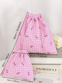 1 peça/Conjunto Organizador de Viagem com Cordão Estampado com Laço Rosa Fofo, Nécessaire Cosmético, Bolsa de Armazenamento de Roupas Íntimas, Bolsa para Absorventes, Essencial para Viagens Curtas, Conjunto de Caixas Organizadoras de Viagem, Cubos de Embalagem, Acessórios de Bagagem, Suprimentos Escolares, Itens Essenciais para Dormitório, Suprimentos Escolares, Volta às Aulas, Presente Escolar, Para Escritório, Para Escola, Para Sala de Aula, Para Presentes de Professor, Para Universidade, Para Colegas, Para Quartos de Dormitório, Para Professor, Para Meninos e Meninas, Para Adolescentes, Estudantes do Ensino Fundamental, Estudantes do Ensino Médio, Estudantes do Ensino Médio, Estudantes Universitários, Calouro, Veterano, Calouros, Outono Chique, Parecer Glamoroso