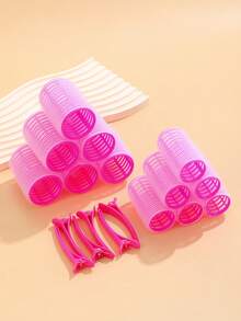 18pcs/Set Large Size Hair Rollers With Clips, Self-Gripping Curler Suitable For Long/Medium/Short Hair And Bangs, DIY Hair Curling Tool (Includes 12pcs Large Roller Tubes + 6pcs Clips),Back To School,Travel Holiday Essentials,Hair Accessories For Women,Hair Curlers,Curly Hair Brush,Rollers,Curly Hair Products,Curler,Rollers For Hair,Hair Curl,Curly Hair Tools,Hair Roller,Curly Hair,Heatless Curl,Heatless Curls,Hair Curler,Barber,Hair Tools,Hair Products,Hair Curlers,Barber Accessories,Travel,Rollers,Hair Stuff,Hair Accessories,Curly Hair Products,Curler,Rollers For Hair,Hairdressing Equipment,Hair Curl,Curly Hair Tools,Hair Roller,Christmas,Barbershop,Hair Curling Iron, Barber Accessories, Hair Accessories, Curling Iron, Hairdressing,Heatless Waves,Travel Essentials,Hairstyle,Hairdressing - Hot Pink - View 7