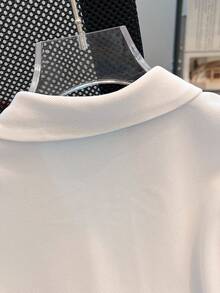 Tween Girl Bow Embroidery Back To School White Uniform T-Shirt, Saudi National Day - White - View 8