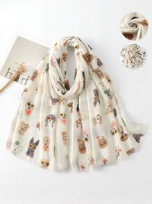 1 pieza Bufanda con estampado de perro para hombre, elegante y linda, esencial para salidas, reuniones y compras