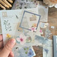 20 Stücke/Buch, Sticker mit doppeltem Material, Stanzen künstlerische Spitze Handbuch, Collage, DIY Grußkarten Dekorationsmaterial Aufkleber