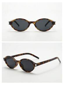 1 Kính thời trang đơn giản chất lượng cao dành cho nữ gọng hình bầu dục nhỏ, thích hợp cho du lịch, nghỉ dưỡng, sự kiện thường ngày, sử dụng hàng ngày, phong cách học sinh cho mùa tựu trường, hình dán họa tiết mai rùa báo - Khung màu xám đồi mồi - Xem 4