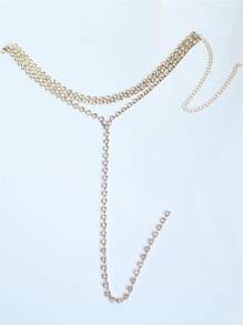 Gilded Crystal Rhinestone Long Tassel Necklace And Chest Chain, Minimalist & Practical Multipurpose