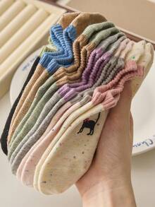 30/20/5 Paar Damen Cartoon Muster bestickte kurze Socken, feuchtigkeitsableitend, atmungsaktiv, weich, bequem, unsichtbare Bootssocken, Mohair Socken, geeignet für den täglichen Gebrauch, zufällige Lieferung, geeignet für Frühling, Sommer, Herbst, Winter - Verschiedenfarbig - Übersicht 2