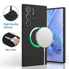 1 Ốp lưng từ tính bằng silicon lỏng màu đen có nam châm mạnh, lớp lót bằng sợi nhỏ mềm mật độ cao, lớp silicon hấp thụ sốc, có thể trầy xước và xóa được, bảo vệ toàn diện Tương thích với Samsung Galaxy S25 Ultra/S25 Plus/S25/S24 Ultra/S24 Plus/S24/S23 Ultra/S23 Plus/S23/S22 Ultra/S22 Plus/S22/S21 Ultra/S21 Plus/S21/S23 FE và tương thích với IPhone - màu đen - Xem 2