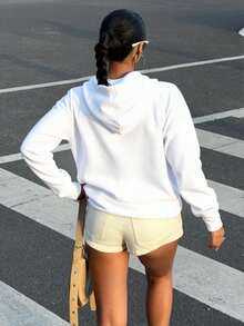 Sudadera Abierta Para Mujer Con Cierre Metálico - Blanco - Ver 2