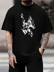 Camiseta de dados de llamas As de picas Calavera de hombre - Camiseta fresca de póker de casino - Ropa de calle para jugadores - Camiseta de moda para gente arriesgada y padres - Negro - Ver 1