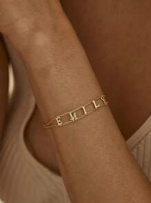 Pulsera personalizada con nombre, pulsera con cadena con inicial en capas, pulsera con doble cadena con nombre, pulsera personalizada con letra, pulsera para mujer, regalo perfecto para ella
