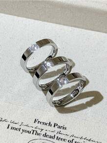 1pc Simple Fashionable 18K Gold Plated Zirconia Ring, Suitable For Women's Daily Wear, Can Be Given As A Festival Gift