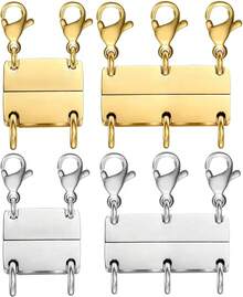 DDG Layering Necklace Clasp,18 K Gold And Silver Separator For Stackable Necklaces Accessories Women/Buckles - 金銀-4PCS - 查看 1