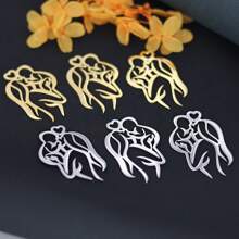 Set de 3 dijes con corazón romántico de acero inoxidable para mamá e hijo, accesorios para hacer joyería, collares, pulseras, colgantes y manualidades DIY