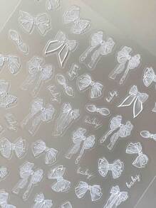 1/3pcs New Japanese Hand-Painted Ribbon Black And White Bow Nail Art Lace Waterproof Retro Black Bow Versatile French Nail Art, Used For Nail Decoration Nail Art Stickers With Self-Adhesive Backing