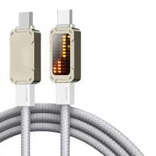 Cable USB Tipo C a USB C de 100W con luz LED que fluye, admite carga ultra rápida con chip Emarker, cable de datos trenzado de carga rápida PD compatible con Galaxy S25, S22, Mate40 Pro, 15 16 Pro Max Pro