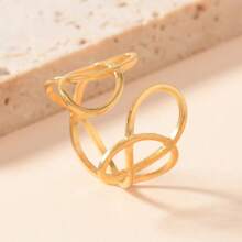 Un anello in acciaio inossidabile nicchia e creativo, con linee irregolari e aperture regolabili, adatto per le donne da indossare quotidianamente o a banchetti festivi