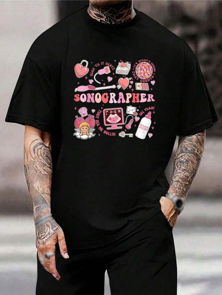 Camiseta divertida del Día de San Valentín para técnicos de ultrasonido - Scan 'Til It Hertz - Linda camiseta con diseño de corazón de Cupido para sonografistas profesionales - El mejor regalo para él o ella - Negro - Ver 1