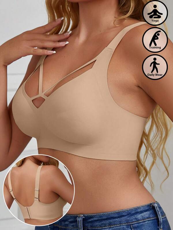 Ladies' EssElegance Seamless Wireless Push-Up Supportive Breathable Sports Bra
