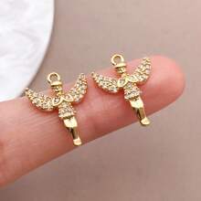 2/4/6pcs 18K Gold Plated Cubic Zirconia Flower Star Moon Charms Cute Angel Brass Charms Pendant For Jewelry Necklace Bracelets Earrings Making DIY Crafts