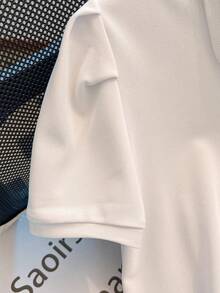 Tween Girl Bow Embroidery Back To School White Uniform T-Shirt, Saudi National Day - White - View 5