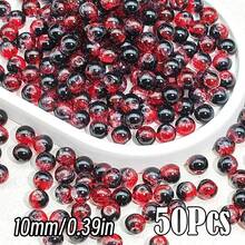 闪亮裂纹玻璃珠，破裂效果，尺寸为 10 毫米/0.39 英寸和 8 毫米/0.31 英寸。多色圆形珠子，用于 DIY 珠宝、手链、项链、耳环和手工艺品制作。