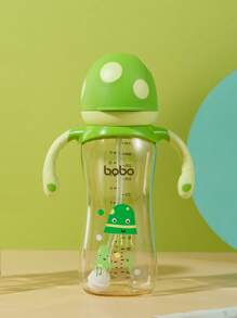 1pc Baby PPSU Bottle, Wide Mouth Mushroom Head Milk Bottle With Handle, Suitable For Babies 12 Months+, 11.2OZ/330ML