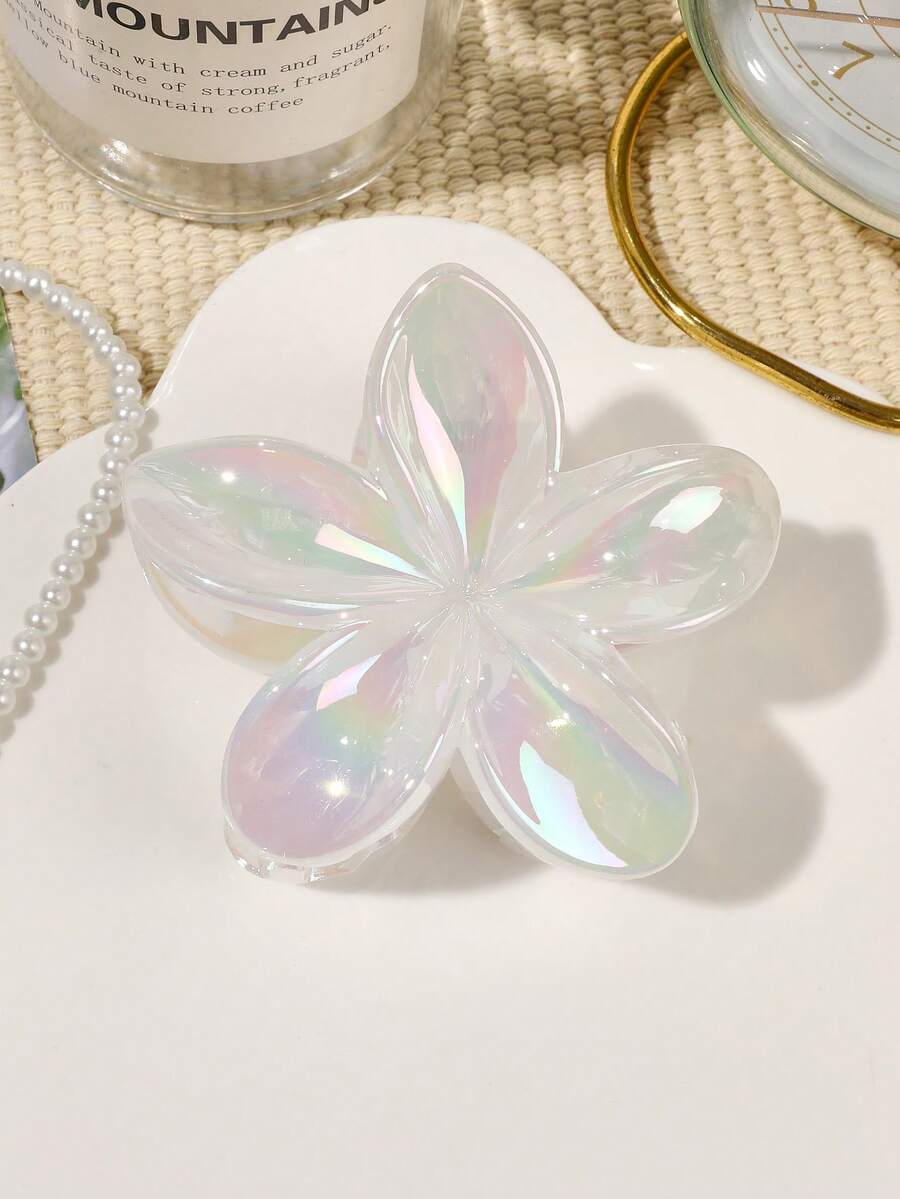 1 pieza Pinza para el cabello con estilo bohemio y diseño de flor colorida con acabado metálico brillante tipo cola de sirena, accesorio para el cabello para playa y vacaciones, pinza, agarre, recogedor de cabello, accesorio para mujer para outfits de verano - Multicolor - Ver 1