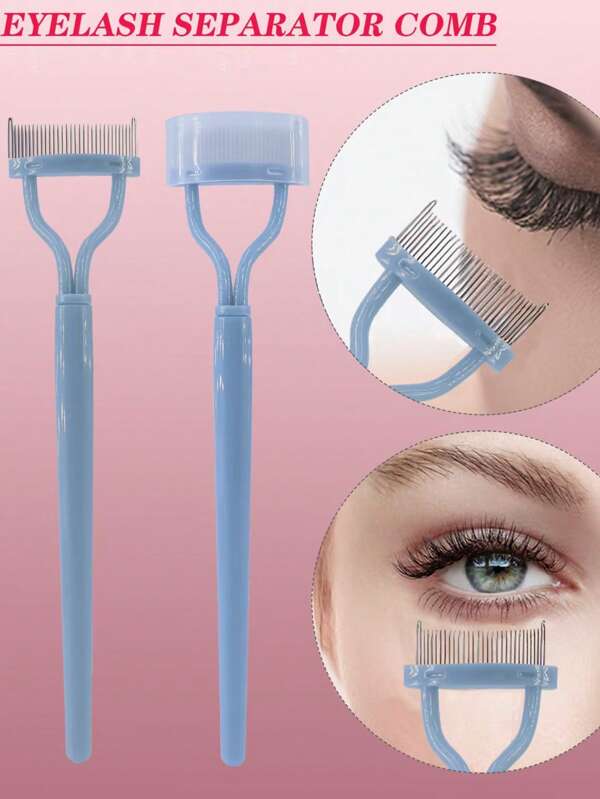 1pc Portable Curved Eyelash Brush, Steel Needle Eyebrow Comb With Ergonomic Design For Easy Application