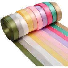 Double Face Satin Ribbon 10 Colors 3/8"(10mm) X 5 Yards Each Total 50 Yards For Gift Wrapping Wedding Party Decoration