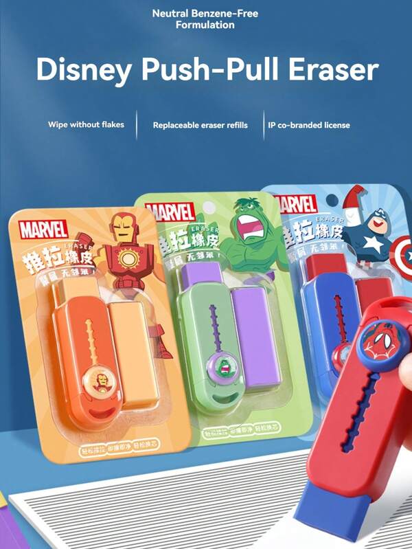 Disney 2 piezas, Goma de borrar con diseño anime y coeditado con Disney al estilo de Marvel Spider-Man, Tipo 1, Que genera menos migas, limpia bien y es muy atractiva. Es un regalo ideal de recompensa para estudiantes de secundaria y preparatoria, adolescentes, niños y niñas en el salón de clases u oficina. Para firmar, escribir y borrar sin dejar rastro. Juego de gomas de borrar, regalo de papelería para Navidad y días festivos.