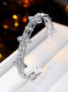 1pc Luxury Elegant High-End Open Bangle Bracelet, Suitable For Daily Wear And Parties