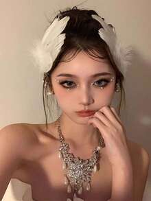 2 piezas Clip para el cabello con plumas de cisne blancas, accesorio para el cabello de boda nupcial, ornamento para el cabello, accesorios para el cabello, disfraces de fiesta, regalos para amigos en el Día de San Valentín