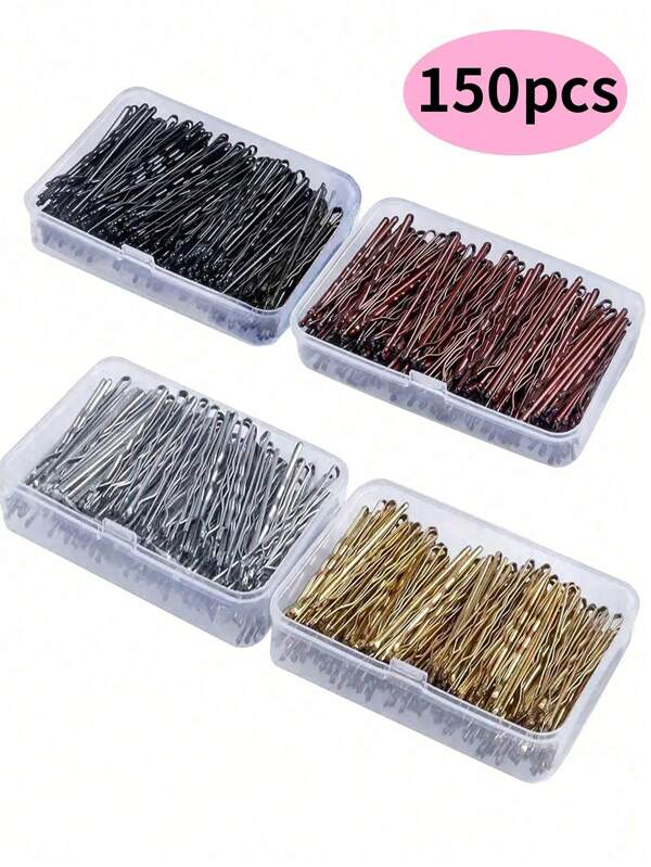 150 Peças/Caixa Presilhas de Cabelo Pretas, Grampos de Cabelo para Franja Reta, Pequenos, Acessórios de Cabelo Ondulado para Mulheres