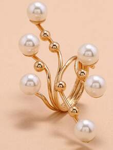 1 Pc Opening Adjustable Faux Pearl Ring Personalized Everyday Wear Gift For Ladies - Adjustable - View 5