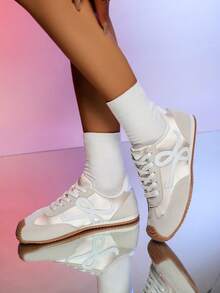 2025 Spring/Summer/Autumn Preppy Y2K Gym Casual Sneakers - Comfortable Breathable Lace-Up Rubber Low-Top Athletic Shoes For Women, Versatile