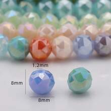 1 pieza de cuentas de vidrio redondas facetadas de 8 mm con agujero medio, de unicolor transparente y colorido con acabado electrochapado AB, para hacer pulseras, collares, cadenas de teléfono, llaveros, colgantes de coche y otros accesorios DIY - Bola de flores de 8 mm - Ver 3