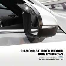 2pcs Side Mirror Visor Rain Guards, Car Rear View Mirror Rain Eyebrows, Bling Crystal Rear View Mirror Rain Visor Guard, Rhinestone Rainproof Car Side Mirror Rain Visor Smoke Cover, Universal, Rearview Mirror Rain Board, Rain Visor, Universal, High-End Look, For Car, Truck, SUV