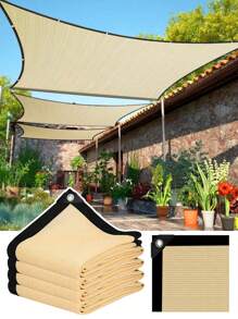 DELLNA 1 pièce de filet pare-soleil beige, protection UV à 90%, tissu de maille respirant, convient pour le balcon, la clôture, le patio, le jardin, le carport extérieur, la piscine, la volière, anti-UV