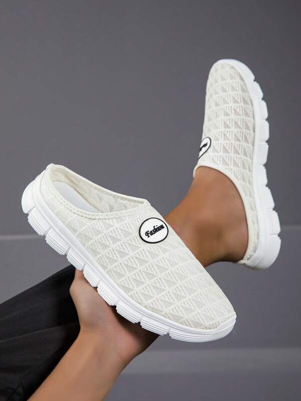 Men's Solid Color Casual Soft Bottom Lightweight Breathable Mesh Slip-On Athletic Sneakers, Suitable For Spring And Summer