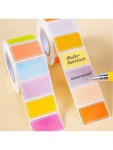 1000pcs/500pcs/Roll Waterproof Colored Coded Index Labels - Vibrant Colors, Durable Adhesive Labels For Organizing, Labeling And Personalizing Name Tags, Chalkboard Labels - Multicolor - View 1