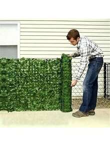 50cm/19.7inX300cm/118in, Garden Fence, Extendable Artificial Ivy Privacy Fence Screen - Plastic Rattan Leaf Board, Suitable For Artificial Green Walls, Balcony Shading Decoration, Fake Lawn Roller Blind Fence, Shade Net Leaf Hedge, Outdoor Garden Decoration, Patio, Patio, Balcony Decoration, Multifunctional Hedge Covering, Suitable For Thanksgiving - Green - View 2