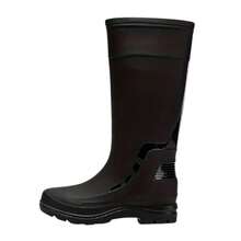 Bota Hombre Alta Para Lluvia Impermeable Industrial Trabajo Jardinería Agricultura Lava Autos Suela Antideslizante Resistente Líquidos Detalles Brillosos Protectoras - Negro - Ver 2