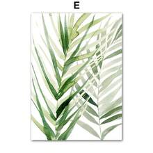 1 PIEZA Pintura en lienzo de hojas de plantas acuarela verde primaveral estilo nórdico. Pósteres y estampas para decoración de paredes en salas de estar, dormitorios y comedores. Opcional con marco. Pósteres modernos, arte de pared, pinturas en lienzo. - Multicolor - Ver 28