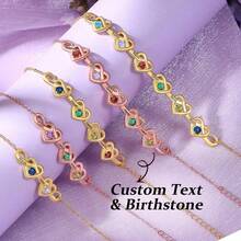 1pc Heart Design Pattern Stainless Steel Bracelet,Christmas Gifts For Girlfriends/Friends/Mothers/Daughters, Personalized Customized Christmas Gifts, With Unique Birthplaces And Rhinestones, Custom Names, Ladies Jewelry Gifts,Mother's Day Gift - Multicolor - View 4