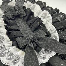 1 Stück eleganter Lolita Hut mit Spitzenbesatz und Schleife, breitkrempiger Rollenspielzubehör für Frauen, Lolita Stil